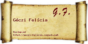 Géczi Felícia névjegykártya